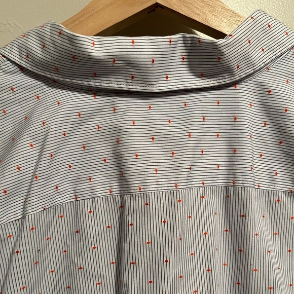 Lands End Women's Supima Button Up Shirt 3/4 Sleeve Striped Oxford Stretch Top - Picture 11 of 12